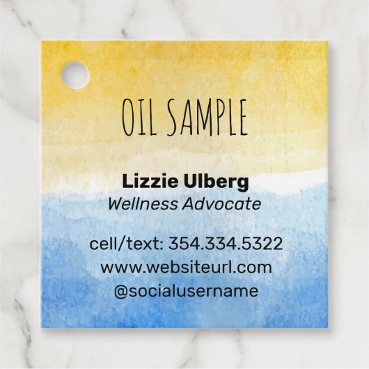 Zee & Zonnelandschap Essentiële Oliemonster Bedankjes Labels (Voorkant)