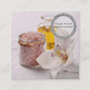 Zee zout orchideeën spa bloemenmassage aromatherap vierkante visitekaartje