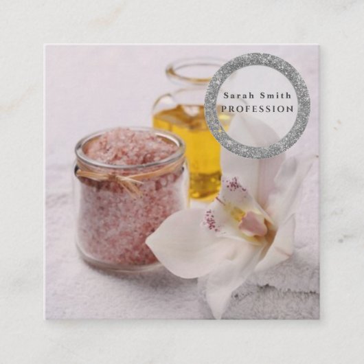 Zee zout orchideeën spa bloemenmassage aromatherap vierkante visitekaartje (Voorkant)