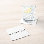 Zee + zout + zon vierkante kartonnen onderzetter (Insitu)