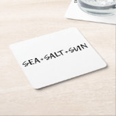 Zee + zout + zon vierkante kartonnen onderzetter (Schuin)