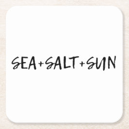 Zee + zout + zon vierkante kartonnen onderzetter