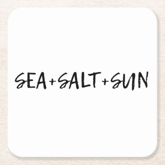 Zee + zout + zon vierkante kartonnen onderzetter (Voorkant)