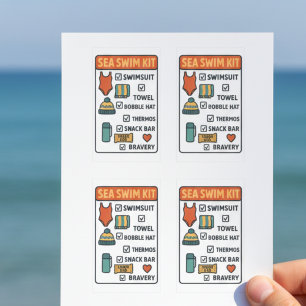 Zee Zwem Kit – Grappige Checklist Ontwerp voor Wil Rechthoekige Sticker