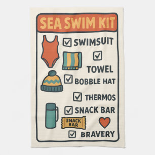 Zee Zwem Kit – Grappige Checklist Ontwerp voor Wil Theedoek
