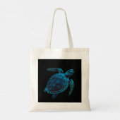 Zee-zwemschildpad, blauw tote bag (Achterkant)