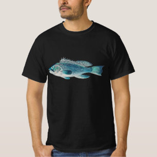 Zeebaars door S.A. Kilbourne, Vintage Vis T-shirt