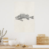  zeebaars - Sjabloon visserij Poster (Keuken)