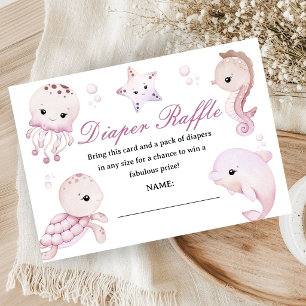 Zeebaby Shower Meisje Roze Luier Raffle Informatiekaartje