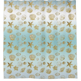 Zeebekkens van de goudmakreel Aqua Blue Ombre Douchegordijn