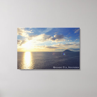 Zeeboot Zonsondergang Eiland Horizon Landschap Fot Canvas Afdruk