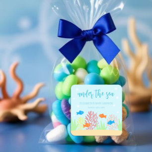 Zeedieren Baby Shower Vierkante Sticker