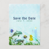 Zeedieren Strand Aquarel Elegant Save the Date Aankondigingskaart (Voorkant)