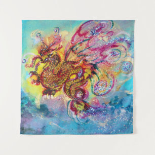 ZEEDRAGON EN BLAUWE GOLVEN Fantasie Wandkleed