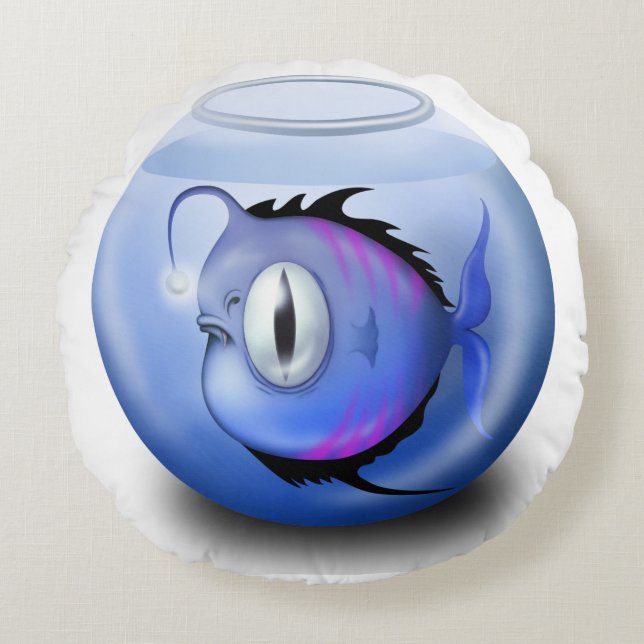 Zeeduivel aquarium vis schaal schattig rond kussen (Voorkant)