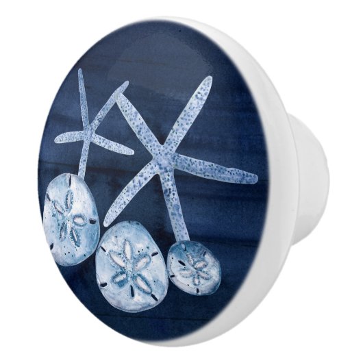 Zeeduivel en goudmakreel Blauw Rustisch Hout Keramische Knop (Rechts)