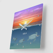 Zeeduivel- en zwemschildpadden van zee vierkante klok (Hoek)