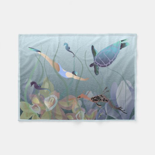 Zeeduivel met zeepaardje en schildpad fleece deken (Voorkant (Horizontaal))