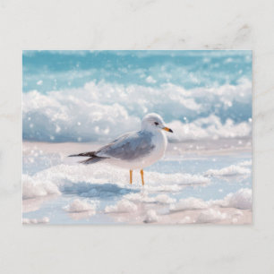 Zeeëend bij het strand Kustkunst ansichtkaart Briefkaart