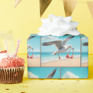 Zeeëend vliegt met bikinitop cadeaupapier