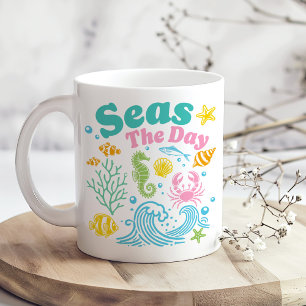 "Zeeen de dag" Boho Kleurrijke Kust Koffiemok