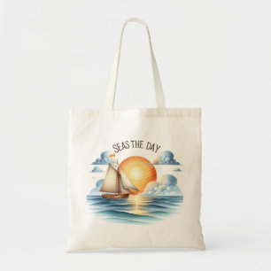 "Zeeen de dag" oceaan zeilboot Canvas tas