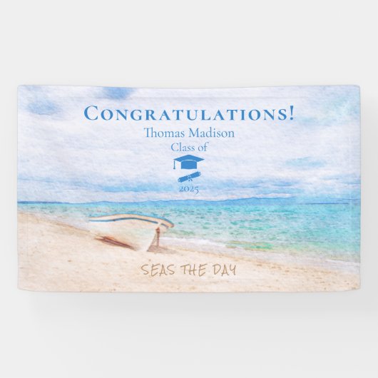 Zeeen De dag Vist Afstuderen Spandoek (Horizontaal)