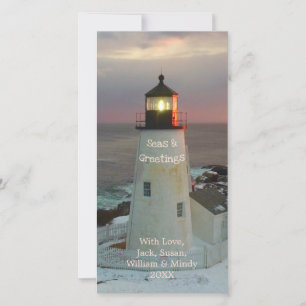 Zeeen en Groeten Blush Christmas Lighthouse Feestdagenkaart
