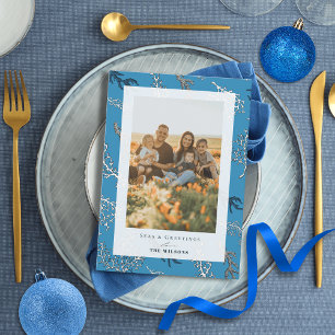 Zeeen en groeten Coral Blue Holiday Fotokaart Kaart