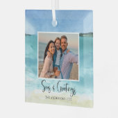 Zeeen en groeten Familie Foto Beach Ornament (Voorkant links)