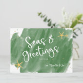 Zeeen en groeten Groene & Gold Waterverf Holiday (Staand voorkant)