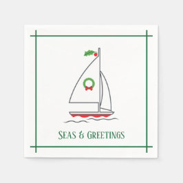 Zeeen en groeten Nautical Holiday Napkin Green Servet