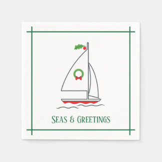 Zeeen en groeten Nautical Holiday Napkin Green Servet