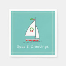 Zeeen en groeten Nautical Holiday Napkin Seafoam