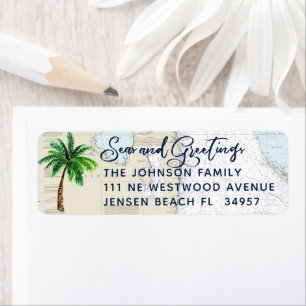 Zeeen en groeten: Nautical Holiday Return Address Etiket