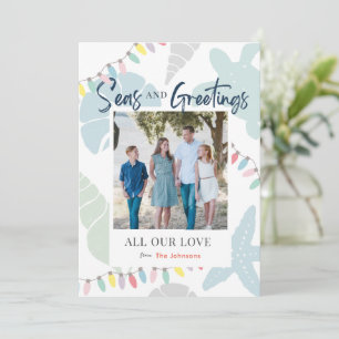 Zeeen en groeten Seashell Holiday Fotokaart Kaart