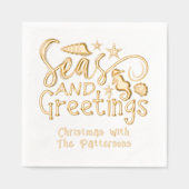 Zeeen en Groeten Strand Zomer Kerst Custom Folie Servetten (Voorkant)