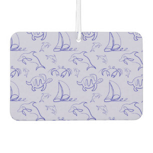 Zeeen en zeilboot één lijntrekpatroon luchtverfrisser