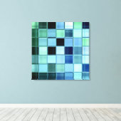 Zeeen glas Aquamarijn Mozaïek Art Wrapped Canvas (Insitu (Houten vloer))