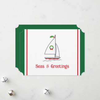 Zeeen & groeten Nautical Pun Holiday Card White Feestdagenkaart