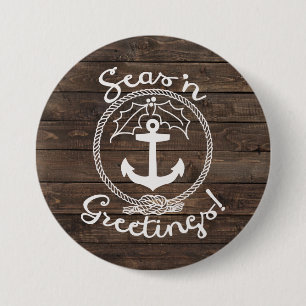 Zeeen "Groetings" Houten planten Ronde Button 7,6 Cm