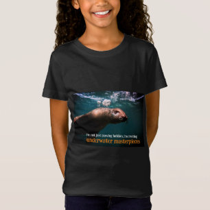 Zeeen leeuw blaast bubbels onder water t-shirt