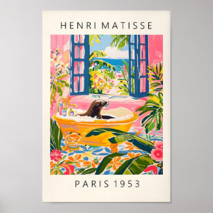 Zeeen leeuw in bad Grappig Poster, Matisse Art, Pi Poster