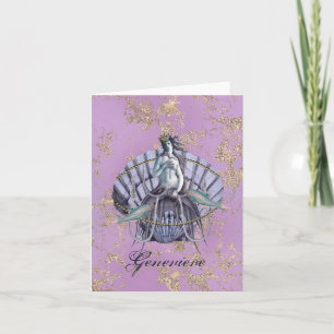  Zeeen met inkuiling Paars en Gold Note-kaarten Notitiekaartje