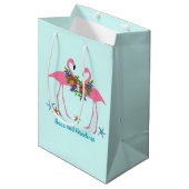 Zeeen n Groeten Roze Flamingo's Kerst Medium Cadeauzakje (Voorkant Gekanteld)