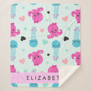 Zeeen, octopus, kwallen, harten, Jouw naam Sherpa Deken