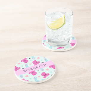 Zeeen, octopus, kwallen, harten, Jouw naam Zandsteen Onderzetter