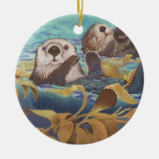 zeeen otters keramisch ornament (Voorkant)
