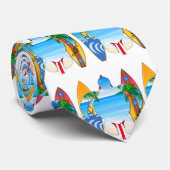 Zeeen schildpad en surfplanken stropdas (Opgerold)