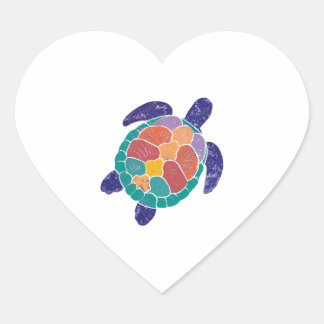 Zeeen schildpad Kleurrijke verontruste stijl schil Hart Sticker